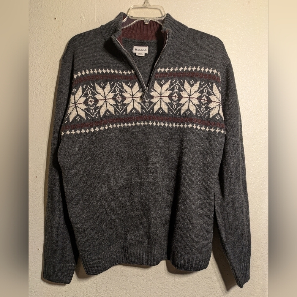 Haggar Gray Snowflake Men's Sweater Size Xl Pre-owned